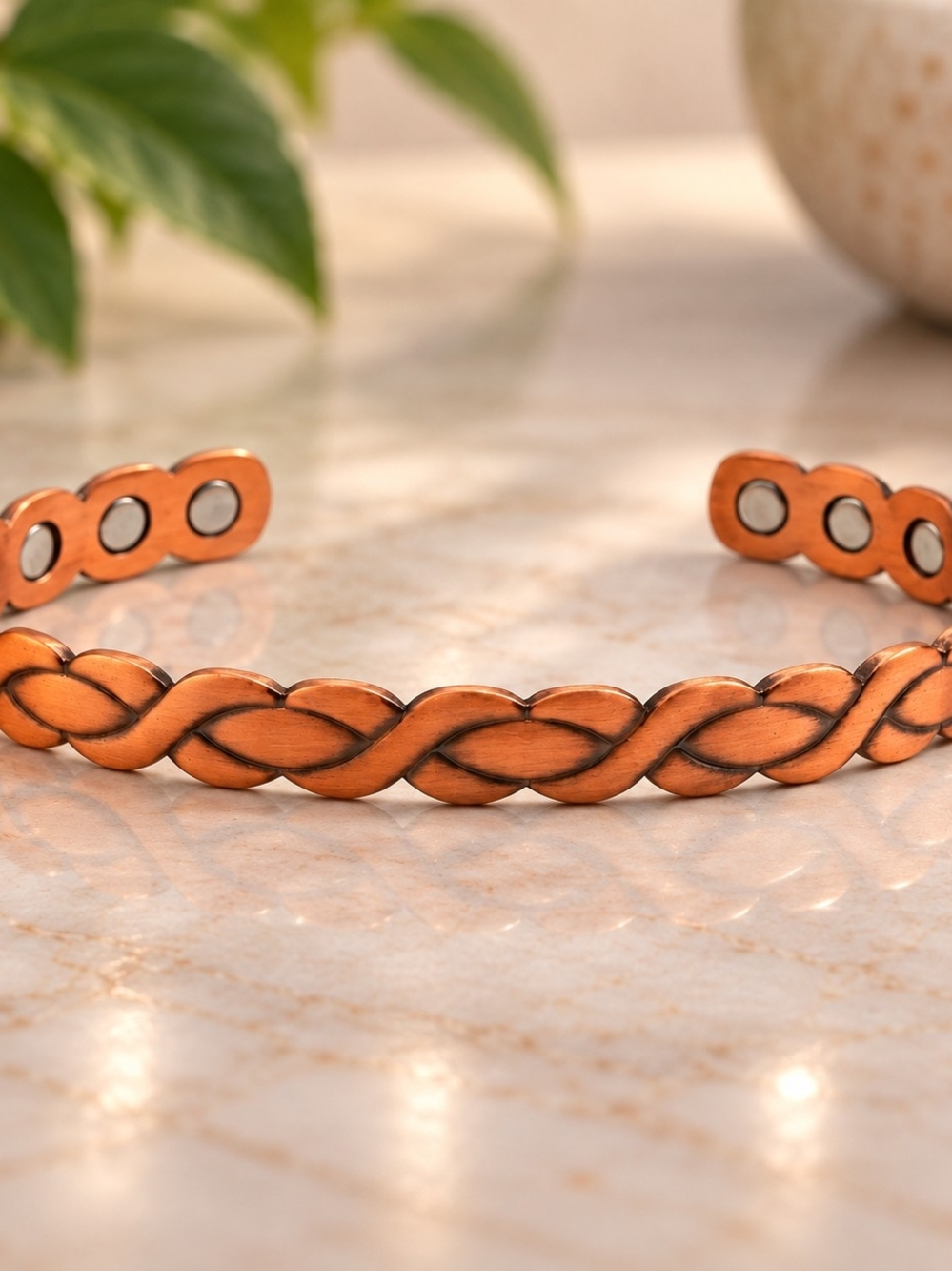 Pure Copper Open Cuff Bracelet – Adjustable 8mm – 6.81" – 18g Unisex